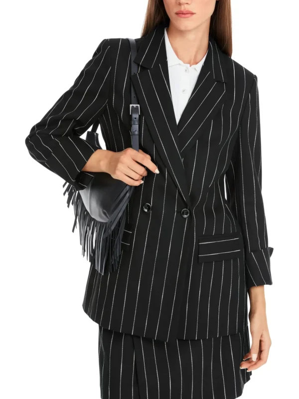 MARC CAIN Black With White Stripes Jacket