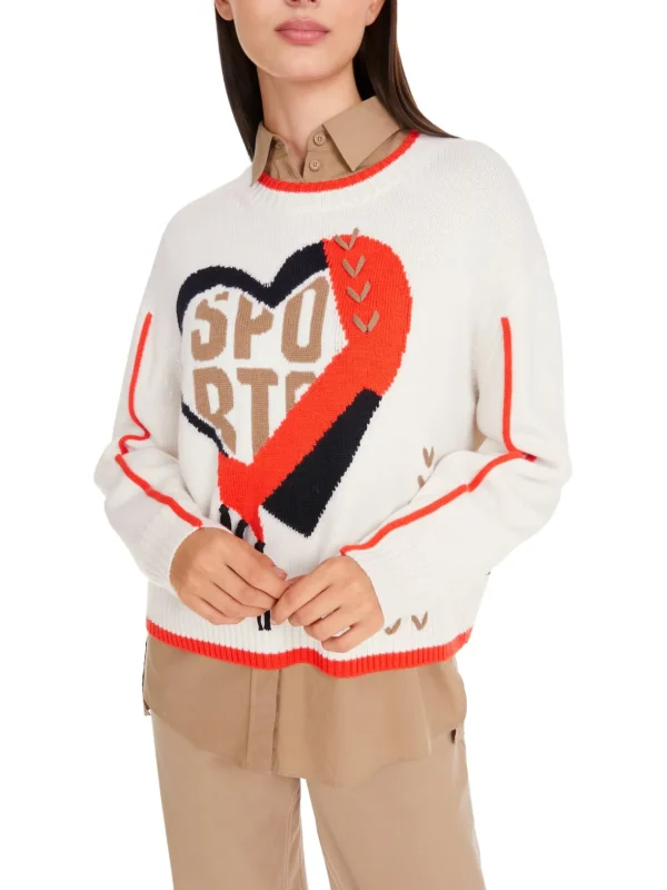 MARC CAIN Cream Heart Sweater