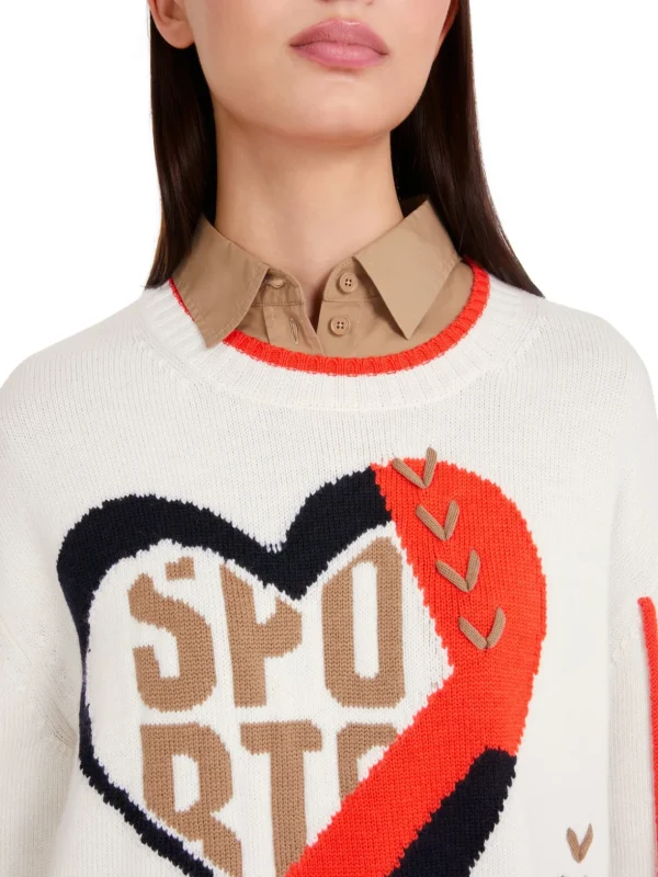 MARC CAIN Cream Heart Sweater
