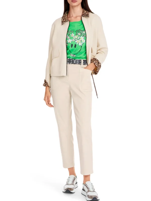 MARC CAIN Cream Jacket With Leopard Print