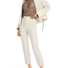 MARC CAIN Cream Trousers With Leopard Print Detail