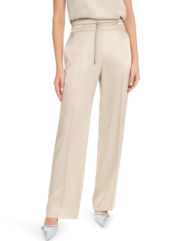 MARC CAIN Cream trousers with fine shimmer