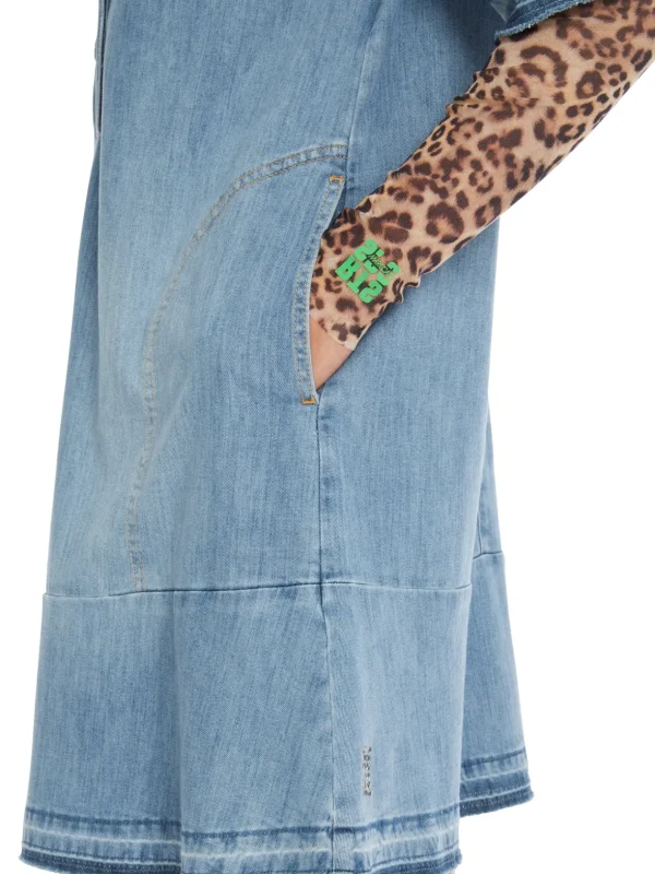 MARC CAIN Denim Dress With leopard Print