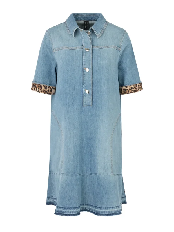 MARC CAIN Denim Dress With leopard Print