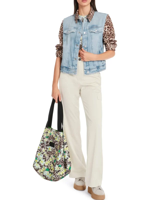 MARC CAIN Denim Jacket With Leopard Print
