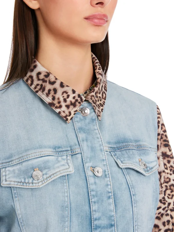 MARC CAIN Denim Jacket With Leopard Print