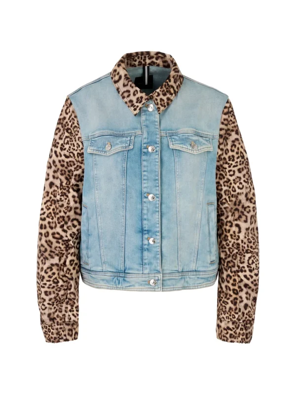 MARC CAIN Denim Jacket With Leopard Print