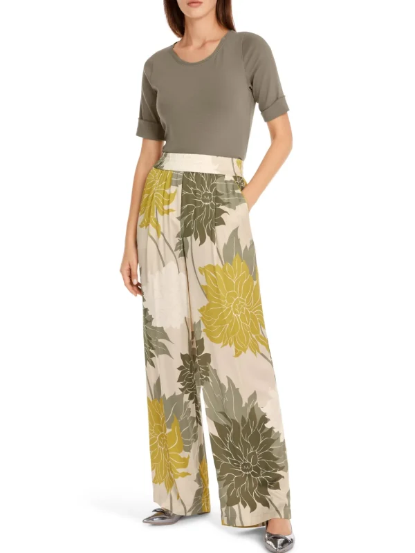 MARC CAIN Floral Fine Silk Trousers