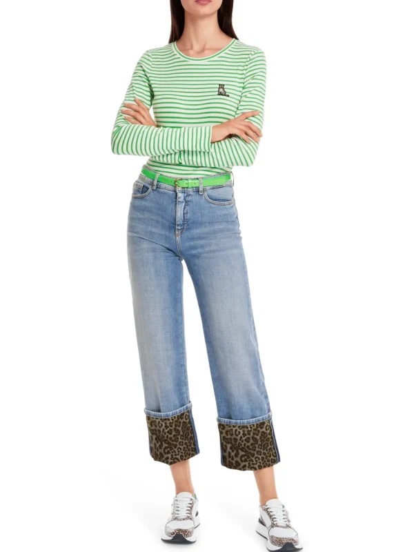 MARC CAIN Green Stipe t-Shirt Long Sleeve