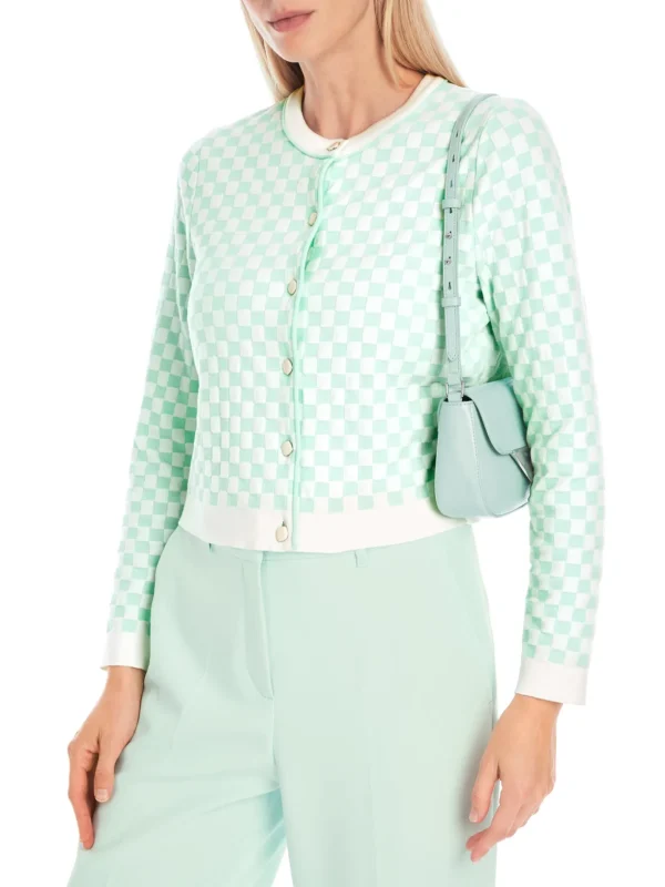 MARC CAIN Mint Check Cardigan