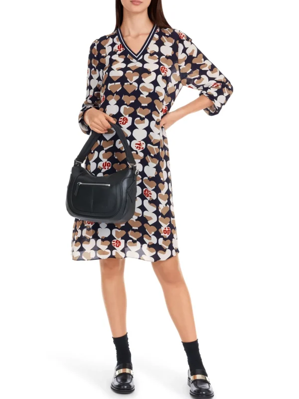 MARC CAIN Navy Dress With Hearts