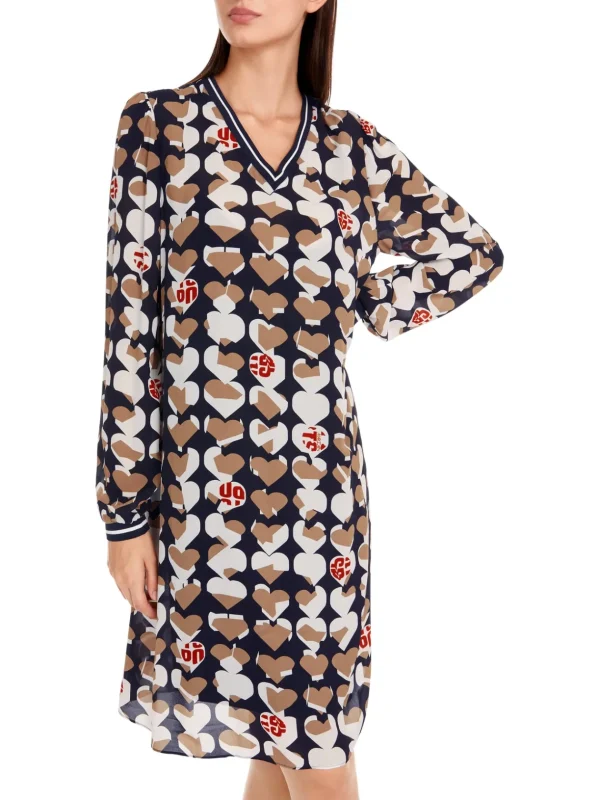 MARC CAIN Navy Dress With Hearts