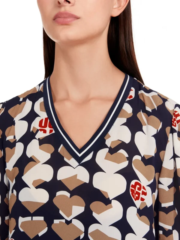 MARC CAIN Navy Dress With Hearts