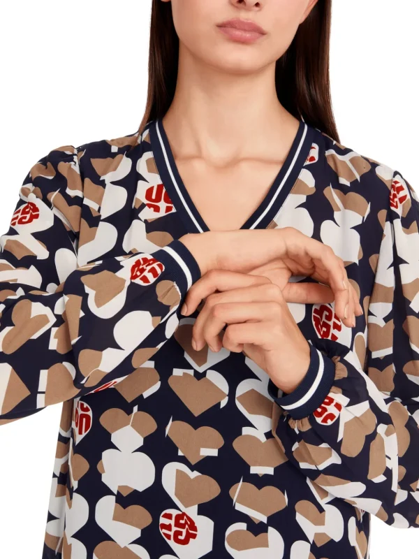 MARC CAIN Navy Dress With Hearts