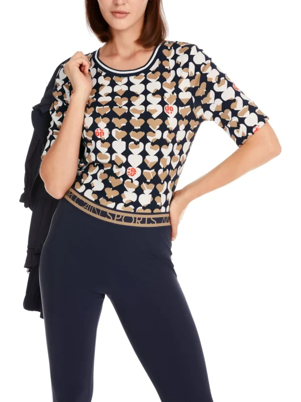 MARC CAIN Navy t-Shirt With Hearts