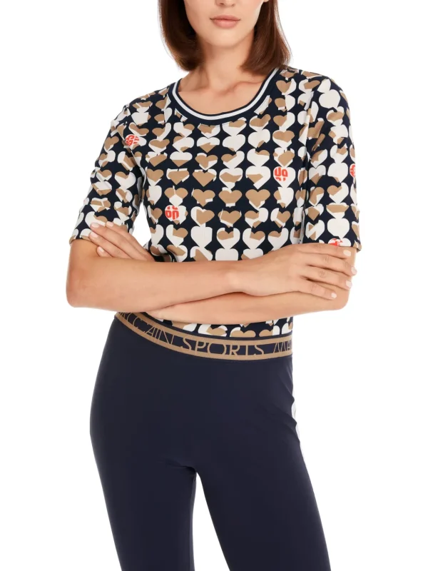 MARC CAIN Navy t-Shirt With Hearts