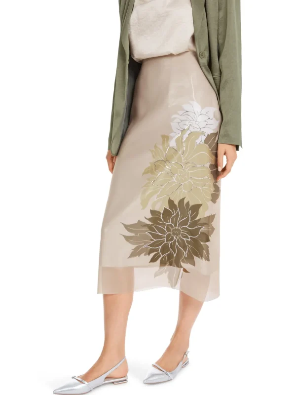 MARC CAIN Pencil skirt with floral pattern
