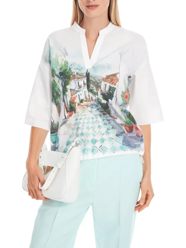MARC CAIN Printed White Blouse