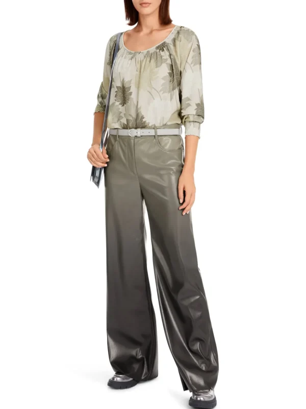 MARC CAIN Sage Green Slip on Floral Blouse