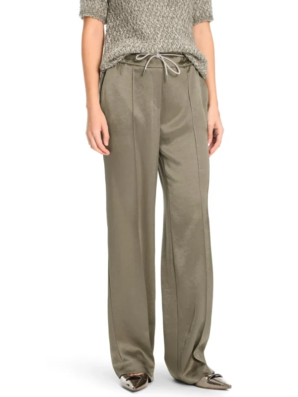MARC CAIN Sage Green trousers with fine shimmer