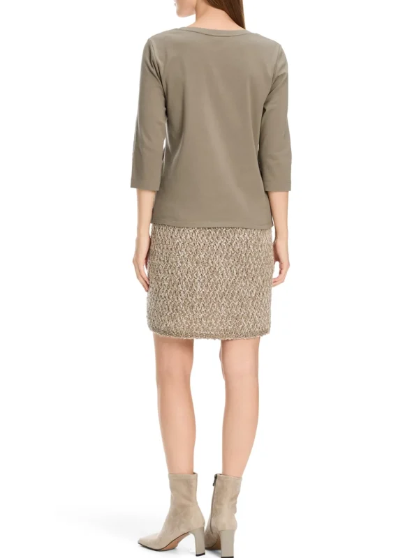 MARC CAIN Sage Green t-Shirt with rhinestones