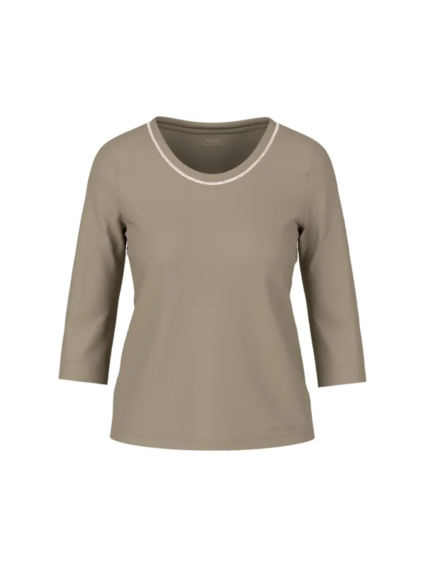MARC CAIN Sage Green t-Shirt with rhinestones
