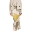MARC CAIN Shiny Silk Floral Skirt