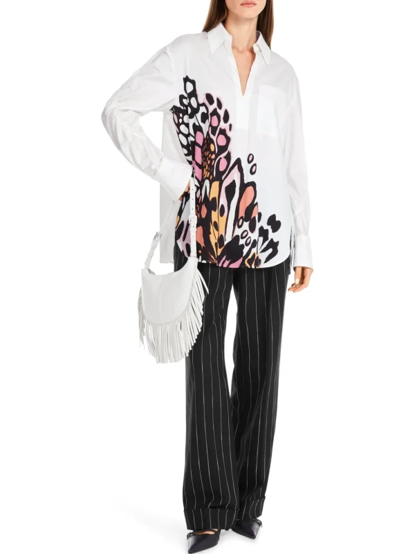 MARC CAIN White Blouse with Butterfly pattern