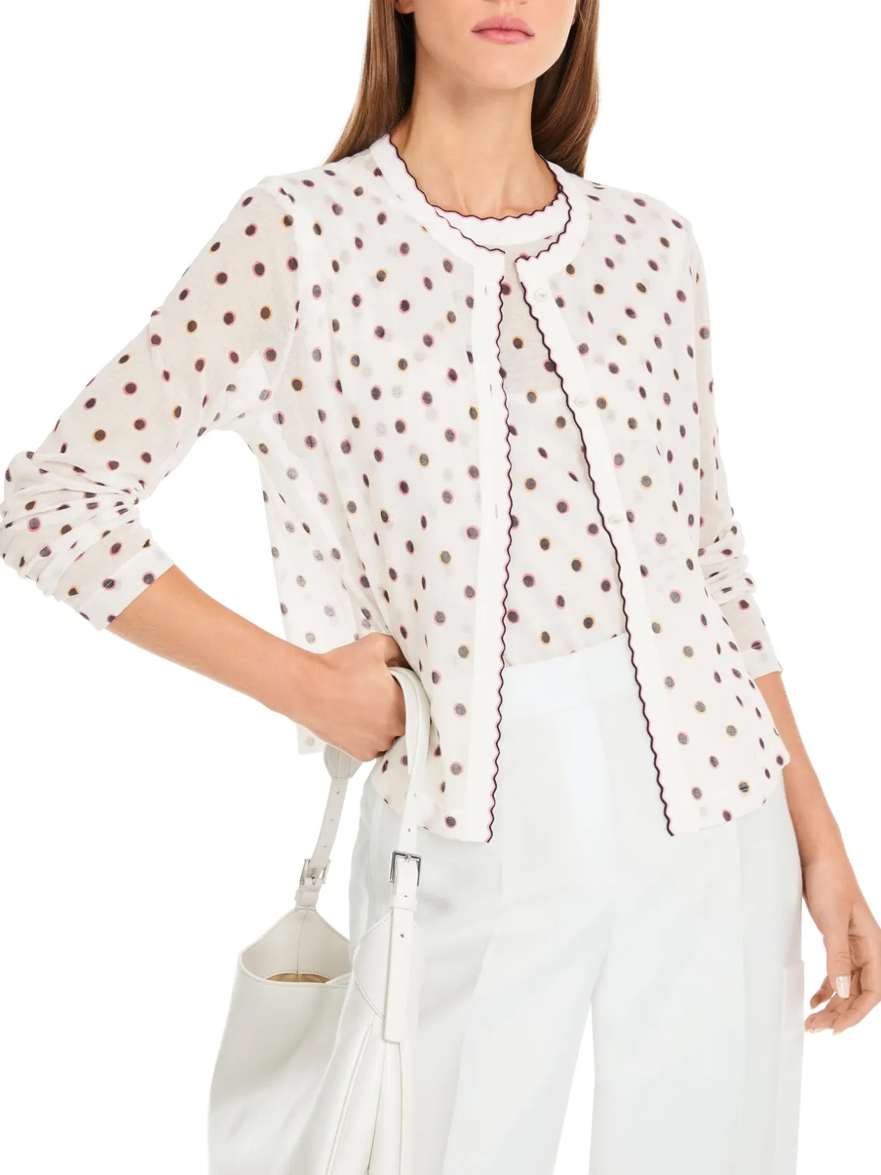 marc_cain_white_cardigan__1.webp MARC CAIN White Cardigan With Red Spots