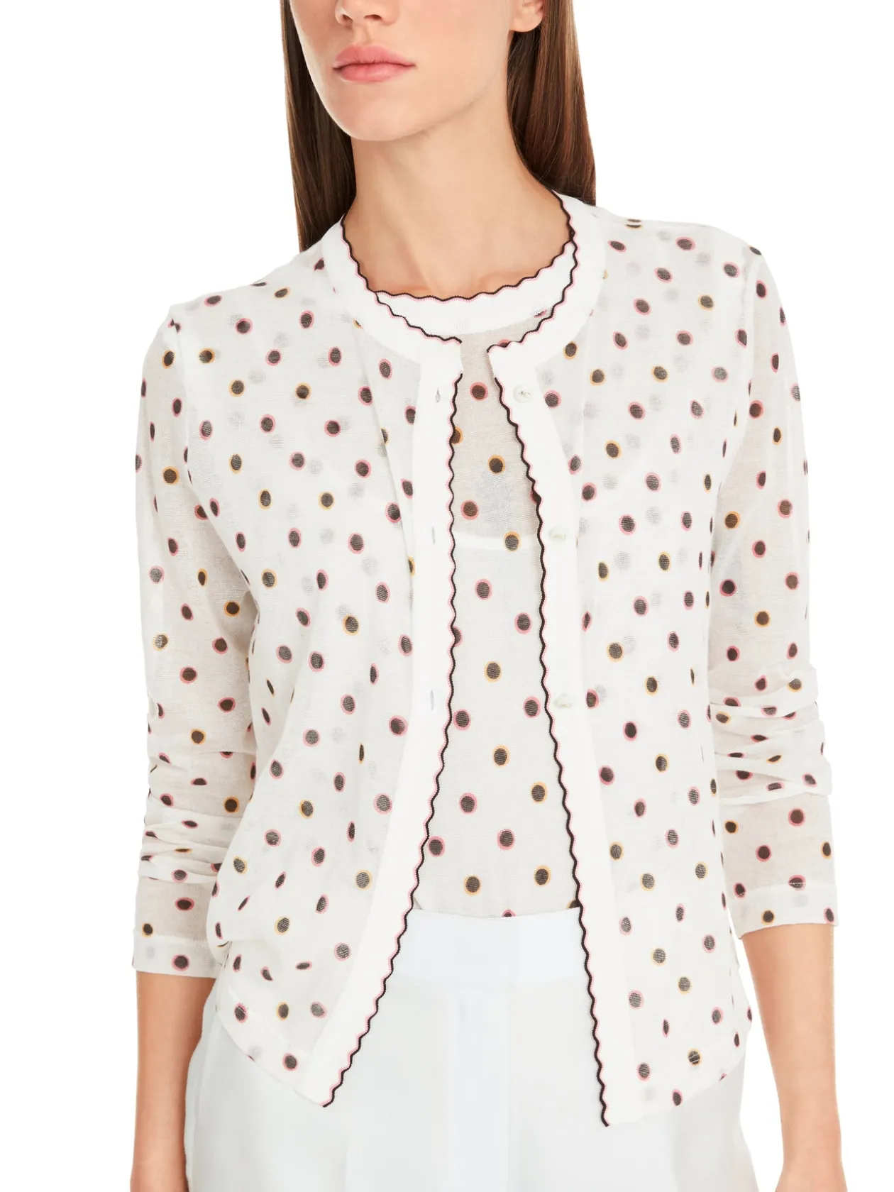 marc_cain_white_cardigan__2.webp MARC CAIN White Cardigan With Red Spots