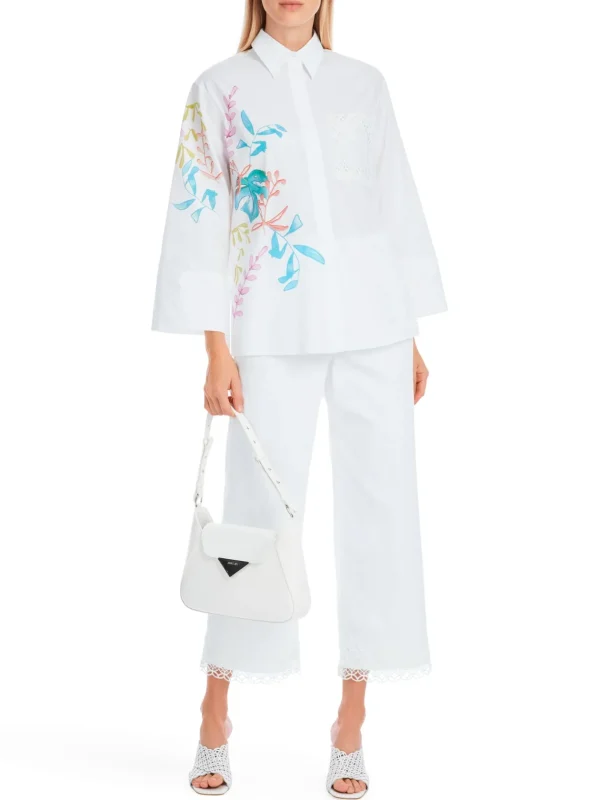 MARC CAIN White Leaf Print Blouse