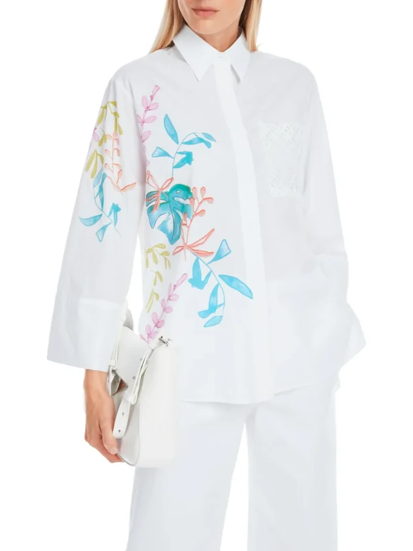 MARC CAIN White Leaf Print Blouse