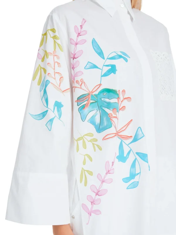 MARC CAIN White Leaf Print Blouse