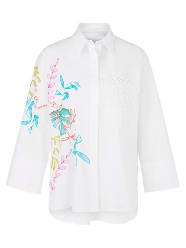 MARC CAIN White Leaf Print Blouse