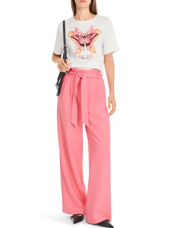 MARC CAIN White T-Shirt With Butterfly