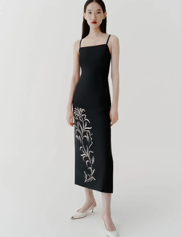 MARELLA Black Satin Sheath Dress