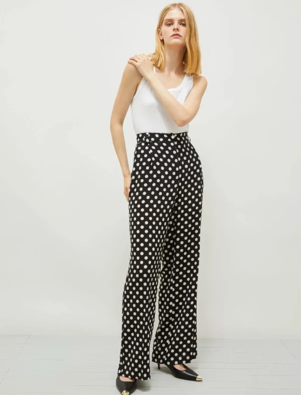 MARELLA Black Silk Polka Dot Trousers