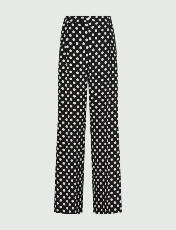 MARELLA Black Silk Polka Dot Trousers