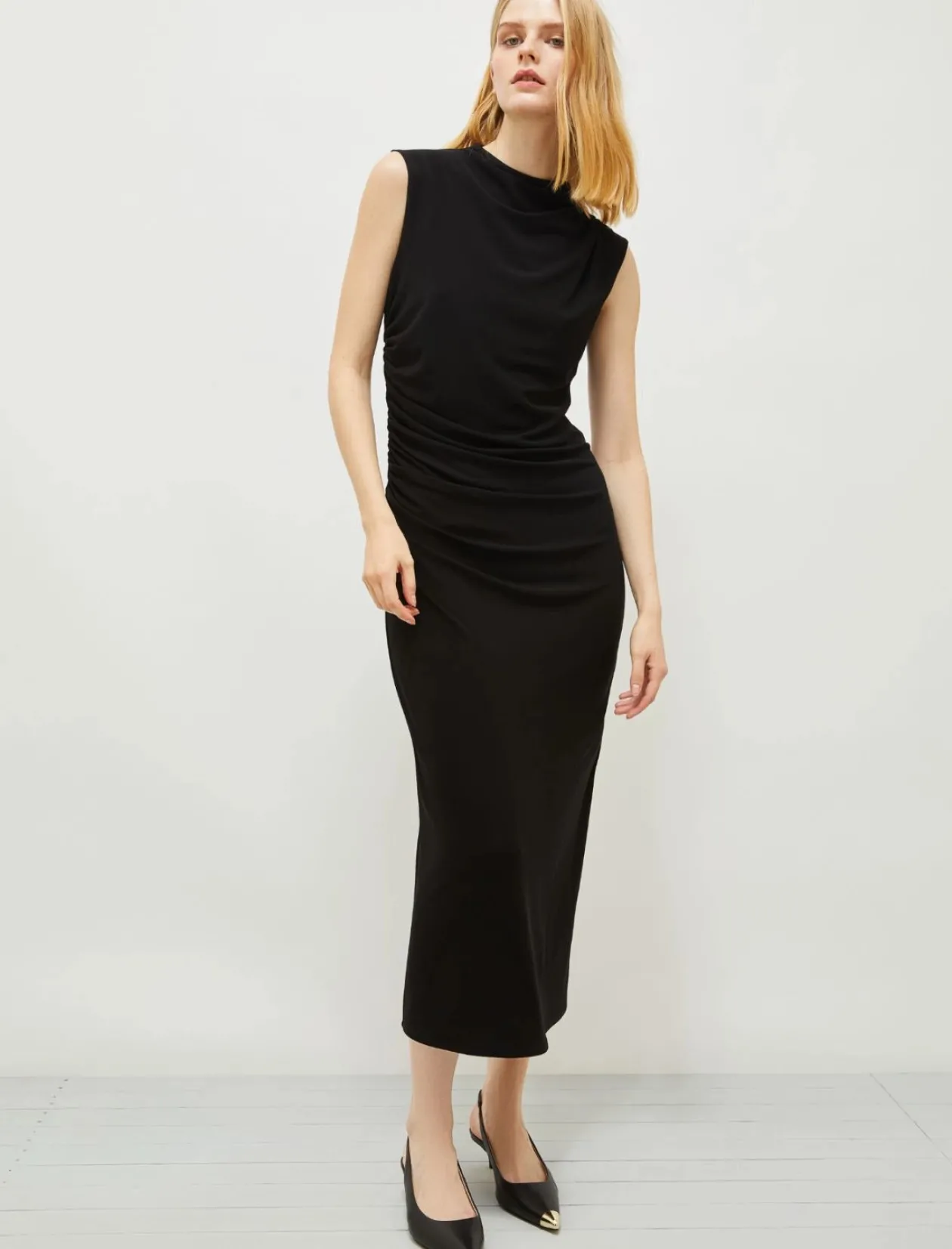 marella_black_sleeveless__2.webp MARELLA Black Sleeveless Jersey Dress