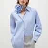 MARELLA Blue Pinstripe Rose Shirt