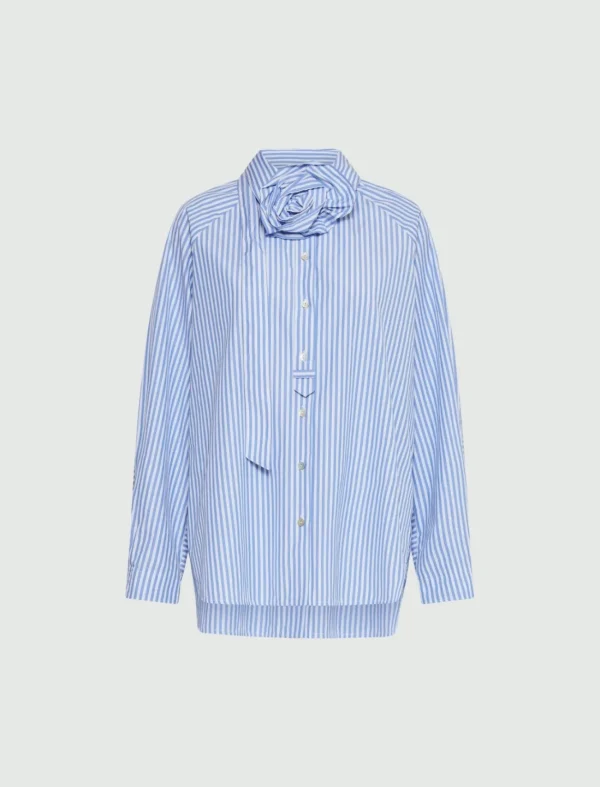 MARELLA Blue Pinstripe Rose Shirt