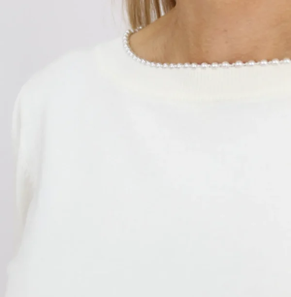 MARELLA Off-White Jumper With Pearl Neckline