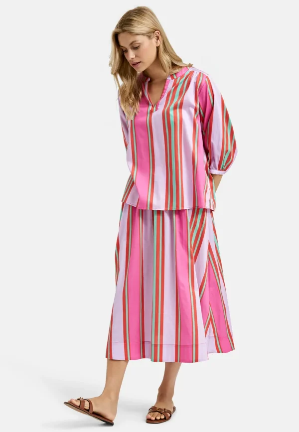 MILANO Pink Stripy Silk Blouse