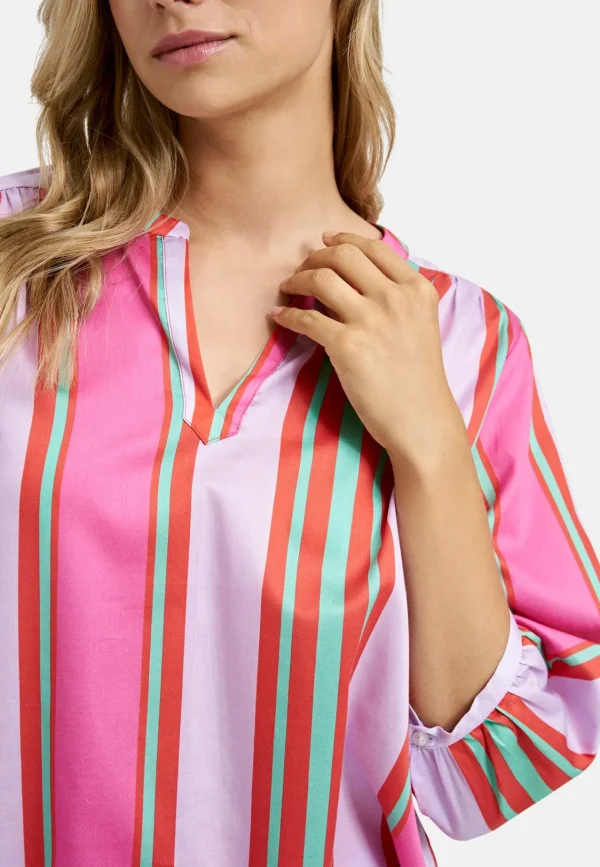 MILANO Pink Stripy Silk Blouse