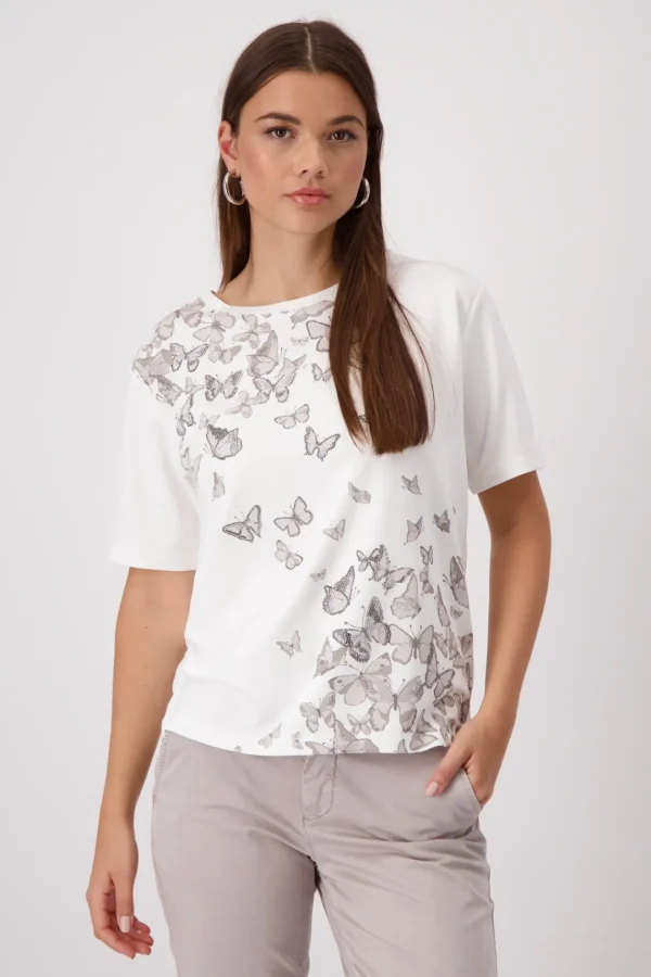 MONARI White T-shirt With Butterflies