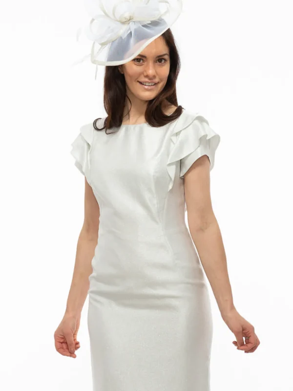 Paola Silver Sparkle Ruffle Sleeve Dress