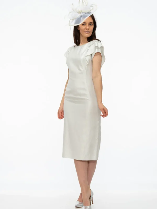 Paola Silver Sparkle Ruffle Sleeve Dress