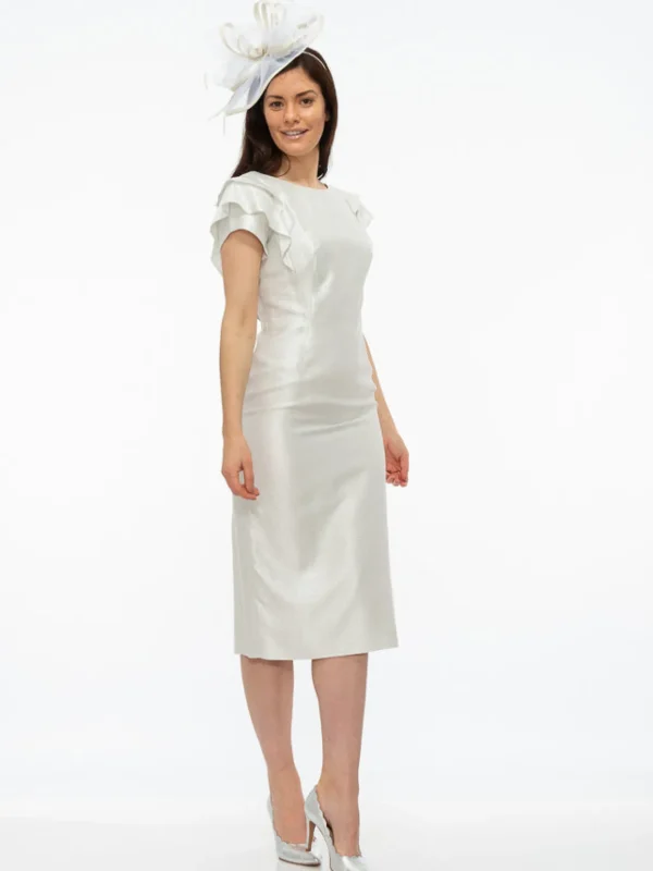 Paola Silver Sparkle Ruffle Sleeve Dress