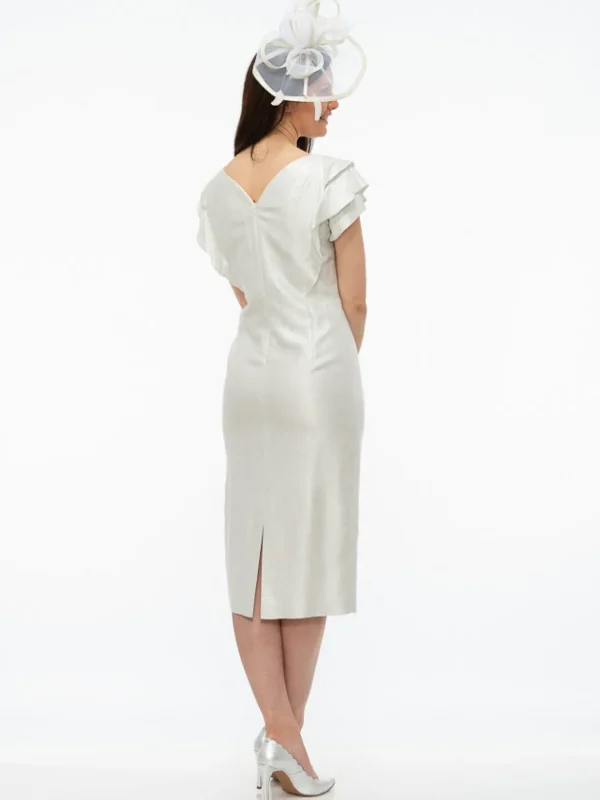 Paola Silver Sparkle Ruffle Sleeve Dress