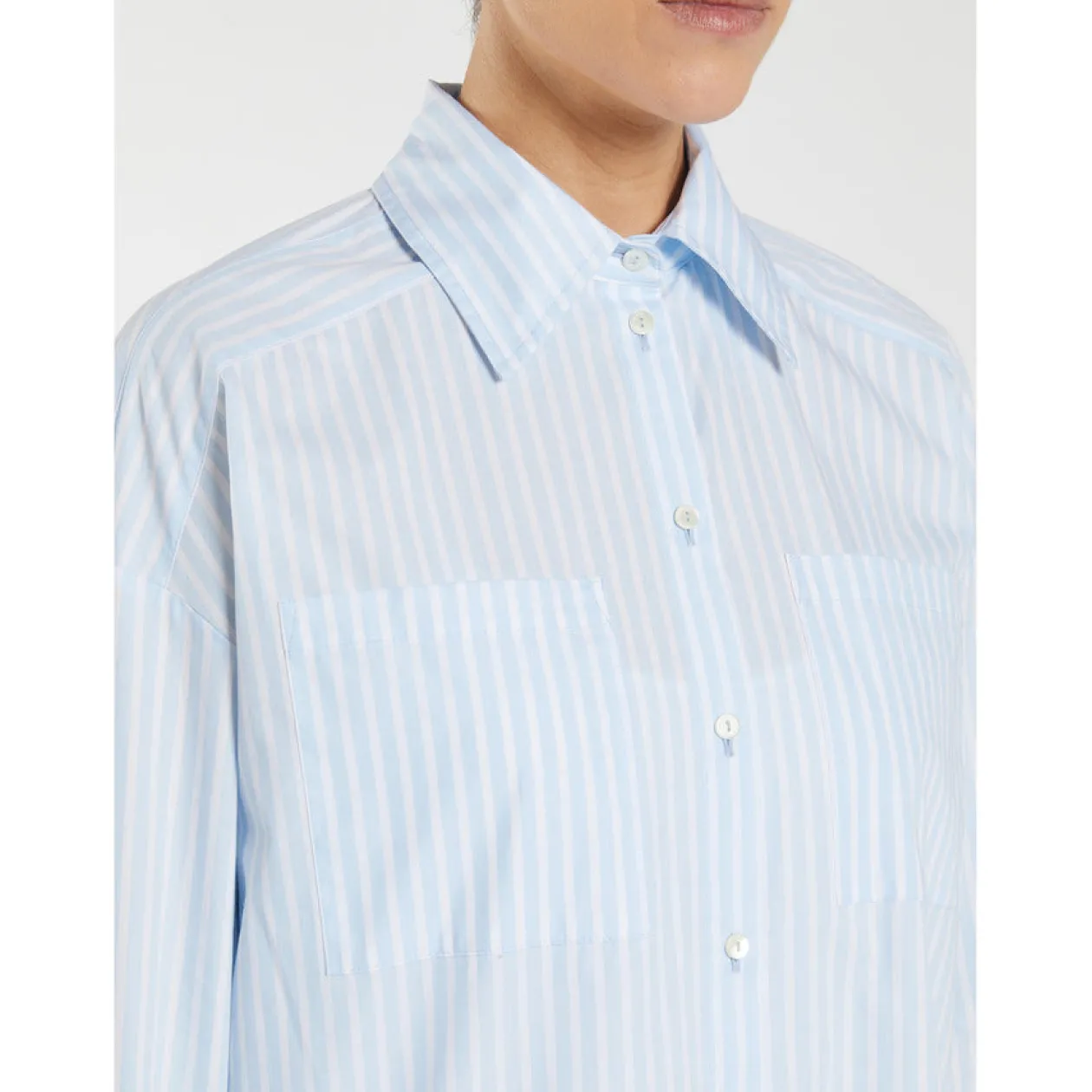 penny_black_white_amp_blu_1.webp PENNY BLACK White & Blue Striped Shirt